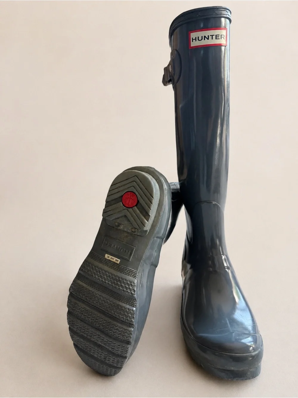 Hunter Original Tall Gloss Rain Boots Graphite Gray Size EU 37 / US 7